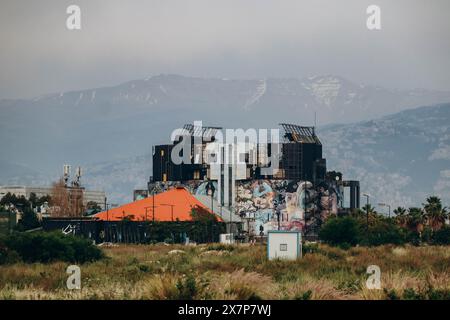 Beirut, Libano — 24.04.2023: Area della massiccia esplosione nel porto di Beirut, il 4 agosto 2020. Foto Stock