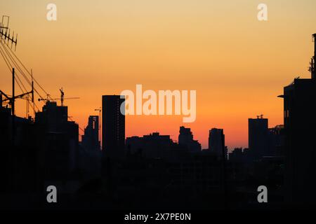 Skyline di Beirut al tramonto Foto Stock