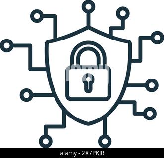 Icona sicurezza informatica. Icona monocromatica Simple Remote Work per modelli, Web design e infografiche Illustrazione Vettoriale