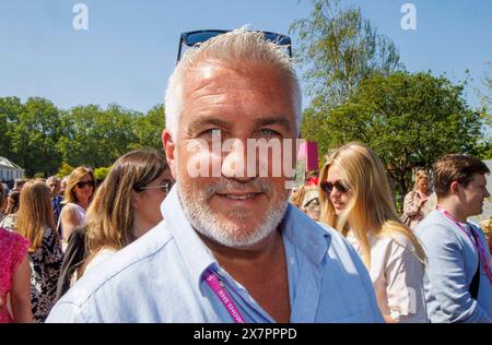 Paul Hollywood, famoso chef inglese e personaggio televisivo, giudice del Great British Bake Off dal 2010, al RHS Chelsea Flower Show. Foto Stock