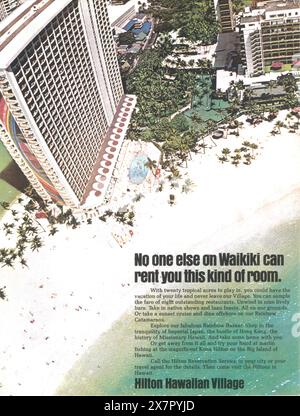 1978 hotel Hilton ad - Hilton Hawaiian Village Waikiki Beach Resort Foto Stock