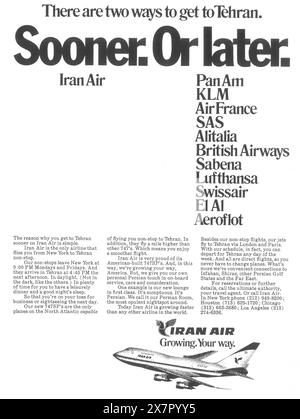 1977 annuncio Iran Air - "ci sono due modi per arrivare a Teheran" Foto Stock