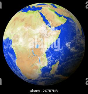 Vista della terra dallo spazio che mostra il Kenya al centro dell'immagine. Foto Stock