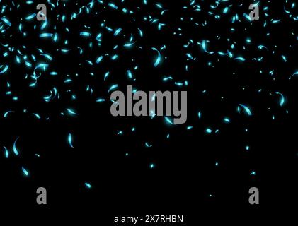 Coriandoli di tè, nastri di carta cadenti isolati su sfondo scuro. Decorazione per feste di compleanno. Illustrazione Vettoriale