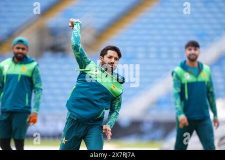 Il pakistano Muhammad Rizwan durante una sessione di reti a Headingly, Leeds, in vista della prima partita internazionale T20 di mercoledì. Data foto: Martedì 21 maggio 2024. Foto Stock