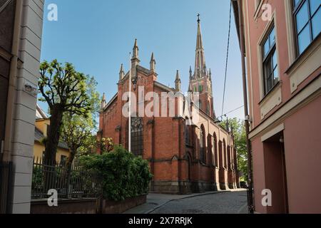 Vista dell'antica chiesa anglicana di San Salvatore a riga, Lettonia. Foto Stock