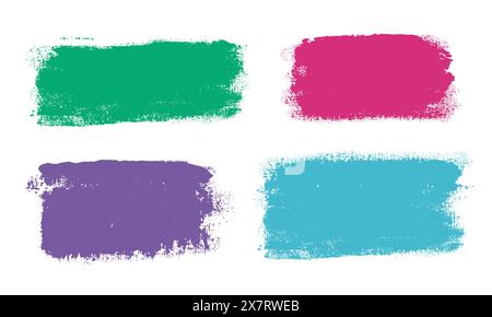 Vettore tratti pennello. Sfondi viola , verde, blu e rosa Illustrazione Vettoriale