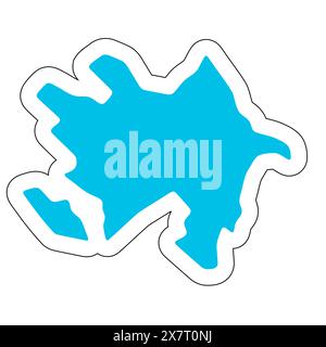 Silhouette del paese dell'Azerbaigian. Mappa dettagliata. Adesivo vettoriale blu pieno con contorno bianco isolato su sfondo bianco. Illustrazione Vettoriale