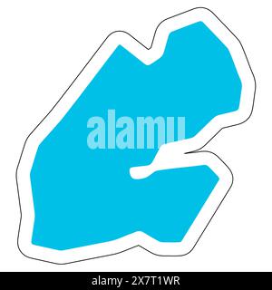 Silhouette di campagna Gibuti. Mappa dettagliata. Adesivo vettoriale blu pieno con contorno bianco isolato su sfondo bianco. Illustrazione Vettoriale