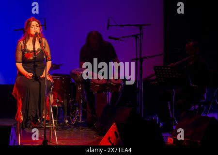 Agnes Jaoui, attrice e cantante francese, suona dal vivo a Bruxelles nel 2016 | l'actrice, chanteuse, interprete francaise Agnes Jaoui en Concert au Theatre 1 Foto Stock