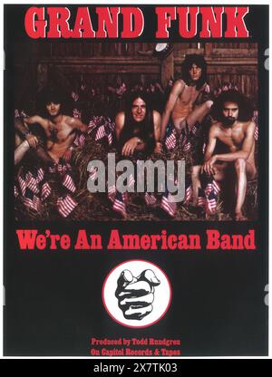 1973 Grand Funk Railroad - poster di pubblicazione dell'album "We're an American Band" Foto Stock