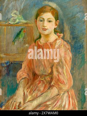 La figlia dell'artista con un Parakeet. Berthe Morisot. 1890. Foto Stock