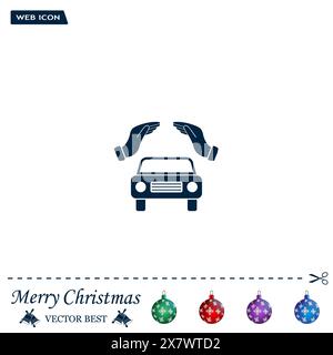 Icona Web assicurazione auto. progettazione vettoriale Illustrazione Vettoriale