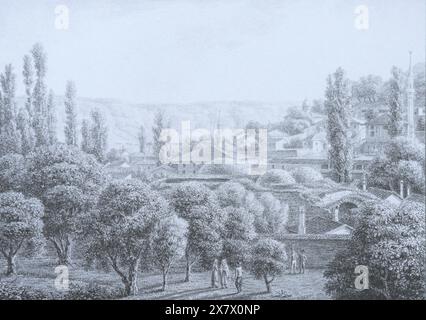 Bakhchisaray, vista dell'harem del Palazzo del Khan. Incisione di Karl Kügelchen del XIX secolo. Foto Stock