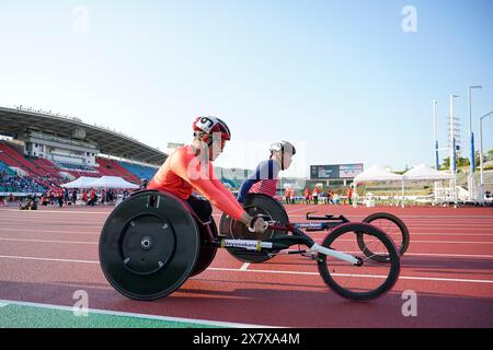 Kobe Giappone. 21 maggio 2024. Hirokazu Ueyonabaru (JPN), 21 MAGGIO 2024 - Atletica leggera: 400m T52 maschile finale al Kobe Universiade Memorial Stadium durante i Mondiali di atletica leggera di Kobe 2024 a Kobe in Giappone. Crediti: SportsPressJP/AFLO/Alamy Live News Foto Stock