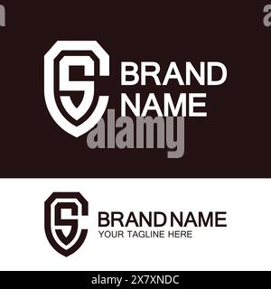 Logo CS o logo SC. Logo Creative Letter CS o SC monogram forma a scudo. Illustrazione Vettoriale
