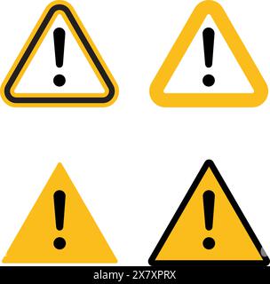 Triangolo di pericolo e segnalazione con punto esclamativo. Simbolo luci di emergenza Illustrazione Vettoriale