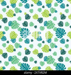Monstera lascia un motivo senza cuciture. Monstera background Vector Illustrazione Vettoriale