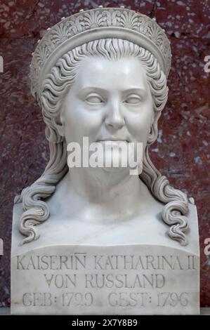 Busto di Caterina II, la grande di Russia, 1729-1796, Wallhalla, Donaustauf, alto Palatinato, Baviera, Germania, Europa Foto Stock