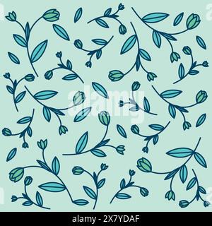 Sfondo verde fiore di lusso. Design floreale senza cuciture Illustrazione Vettoriale