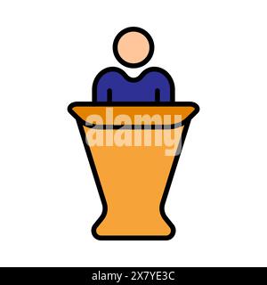 Icona di impostazione dibattito. Due figure di alto profilo, che rappresentano l'accordo, la collaborazione, il lavoro di squadra, la discussione politica, dibattito, discussione, consenso, partner Illustrazione Vettoriale