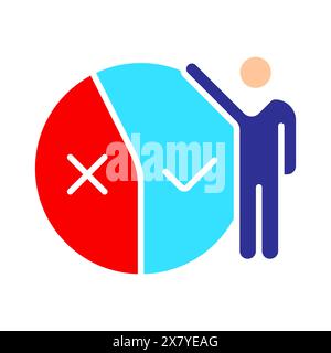 Diagramma con icona di uscita dal polling. Elezioni, analisi, evote, timbri di controllo, votazione, candidato, elettore, seggio elettorale, presidente, parlamento, elettronica Illustrazione Vettoriale