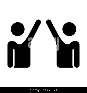 Icona di impostazione dibattito. Due figure di alto profilo, che rappresentano l'accordo, la collaborazione, il lavoro di squadra, la discussione politica, dibattito, discussione, consenso, partner Illustrazione Vettoriale