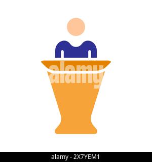 Icona di impostazione dibattito. Due figure di alto profilo, che rappresentano l'accordo, la collaborazione, il lavoro di squadra, la discussione politica, dibattito, discussione, consenso, partner Illustrazione Vettoriale