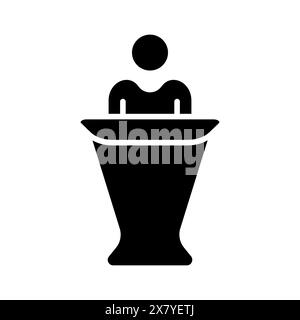 Icona di impostazione dibattito. Due figure di alto profilo, che rappresentano l'accordo, la collaborazione, il lavoro di squadra, la discussione politica, dibattito, discussione, consenso, partner Illustrazione Vettoriale