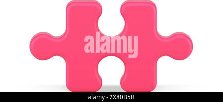 Icona 3d puzzle con parte rossa. Elemento logico per risolvere il problema creativo. Gioco per lo sviluppo di soluzioni intelligenti. Puzzle volumetrico dell'idea Illustrazione Vettoriale