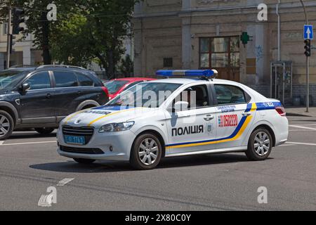 Kiev, Ucraina - 06 luglio 2018: Pattugliamento auto della polizia nel centro della città. Foto Stock