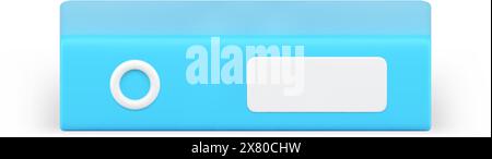 Icona 3d raccoglitore cartelle blu. Archivi volumetrici chiusi con informazioni aziendali. Archiviazione delle relazioni annuali e registrazione dei progetti. Valigetta portfolio per Illustrazione Vettoriale