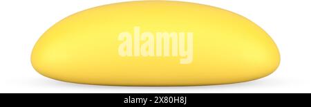 Pane lungo fatto in casa di grano giallo prodotto alimentare fresco da forno realistico illustrazione 3d con icone vettoriali. Pane naturale al forno e sano e croccante prima colazione Illustrazione Vettoriale