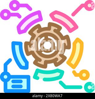 illustrazione vettoriale icona colore analista gestione modifiche Illustrazione Vettoriale