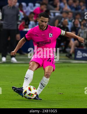 Kansas City, Kansas, Stati Uniti. 21 maggio 2024. Il centrocampista del FC Tulsa JUSTIN PORTILLO #43 guida la difesa durante la seconda metà della partita della Lamar Hunt Open Cup al Children's Mercy Park di Kansas City, Kansas, il 21 maggio 2024. (Credit Image: © Serena S.Y. Hsu/ZUMA Press Wire) SOLO PER USO EDITORIALE! Non per USO commerciale! Crediti: ZUMA Press, Inc./Alamy Live News Foto Stock