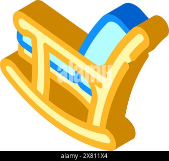 illustrazione vettoriale icona isometrica per mobili da esterno con sedia a dondolo Illustrazione Vettoriale