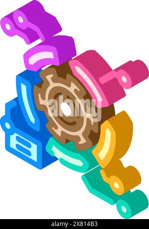 illustrazione vettoriale dell'icona isometrica dell'analista di gestione delle modifiche Illustrazione Vettoriale