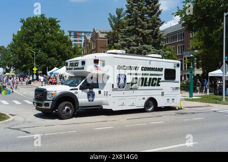 Michigan State University campus Police Incident Command Truck in una fiera d'arte nel campus Foto Stock