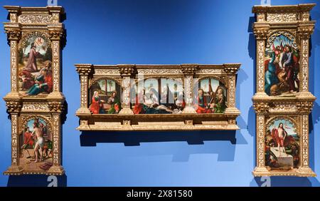 Mestre d'Astorga, Pala della passione di Cristo, 1530, Museo Nazionale d'Arte Catalana, Museu Nacional d'Art de Catalunya, MNAC, Barcellona, Spagna Foto Stock