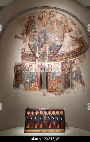 Absis de Sant Pere de la Seu d'Urgell, Altar de Tavèrnoles, Església de l'Antic monestir de Sant Serni de Tavèrnoles, les Valls de Valira, Alt Urgell, Foto Stock