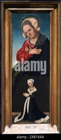 Sant'Anna con la duchessa Barbara di Sassonia come donatrice, 1514, Lucas Cranach, dit «El Vell» (Kronach, 1472 - Weimar, 1553), Museo Nazionale d'Arte Catalana Foto Stock