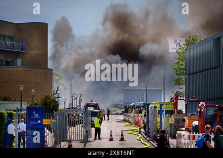 Copenaghen, Danimarca. 22 maggio 2024. Fuoco a Novo Nordisk su Smoermosevej a Bagsvaerd, mercoledì 22 maggio 2024. (Foto: Liselotte Sabroe/Ritzau Scanpix) credito: Ritzau/Alamy Live News Foto Stock