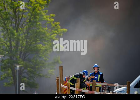 Copenaghen, Danimarca. 22 maggio 2024. Fuoco a Novo Nordisk su Smoermosevej a Bagsvaerd, Danimarca, mercoledì 22 maggio 2024. (Foto: Liselotte Sabroe/Ritzau Scanpix) credito: Ritzau/Alamy Live News Foto Stock