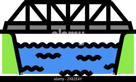 illustrazione vettoriale dell'icona del colore del ponte puntone-tirante Illustrazione Vettoriale