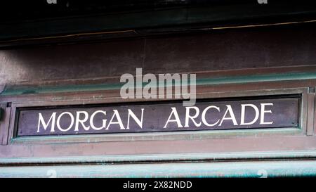 Cardiff, Galles, ottobre 29 2023: La Morgan Arcade fu originariamente chiamata New Central Arcade costruita nel 1896 come parte del David Morgan's.. Foto Stock