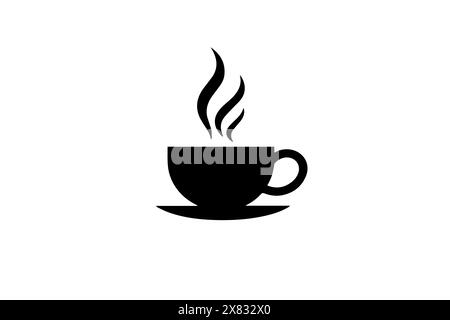 Icona del logotipo Vector Coffee Cup: Semplice illustrazione vintage dell'espresso caldo. Illustrazione Vettoriale