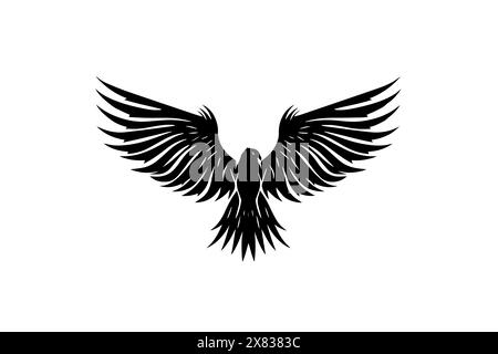 Eagle Vector Emblem: Maestosa silhouette del logo Falcon in Flight. Illustrazione Vettoriale