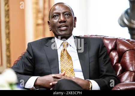 Washington, Stati Uniti. 22 maggio 2024. William Ruto, Presidente del Kenya, al Campidoglio degli Stati Uniti. (Foto di Michael Brochstein/Sipa USA) credito: SIPA USA/Alamy Live News Foto Stock