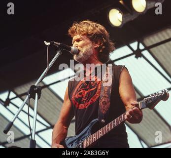 Kris Kristofferson si esibisce nell'agosto 1987 a Stillwater, Minnesota. Foto Stock