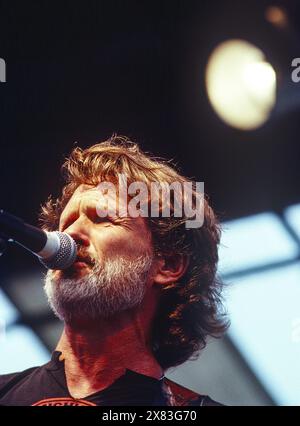 Kris Kristofferson si esibisce nell'agosto 1987 a Stillwater, Minnesota. Foto Stock